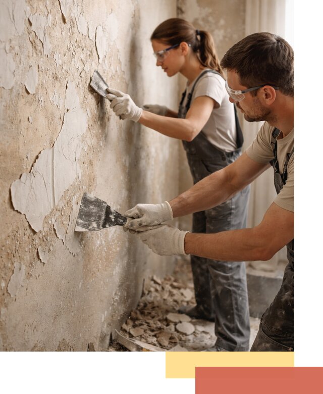 Снятие старой шпаклевки и подготовка поверхностей в Выборге