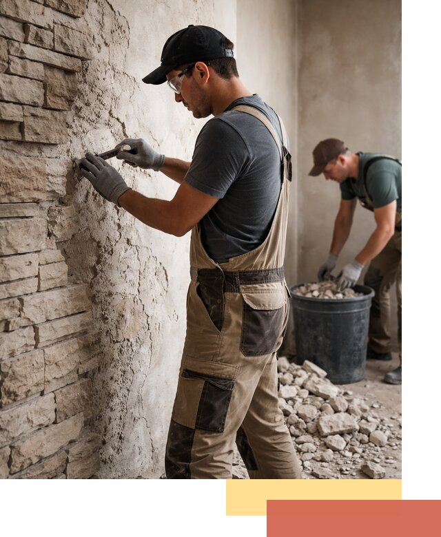 Демонтаж декоративного камня в Выборге профессионально и безопасно