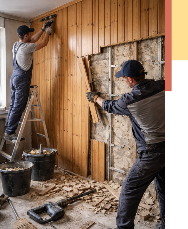 Демонтаж вагонки со стен в Выборге от 1482 руб. — снятие, удаление, срочно | ОТДЕЛОЧНИК-Вбр