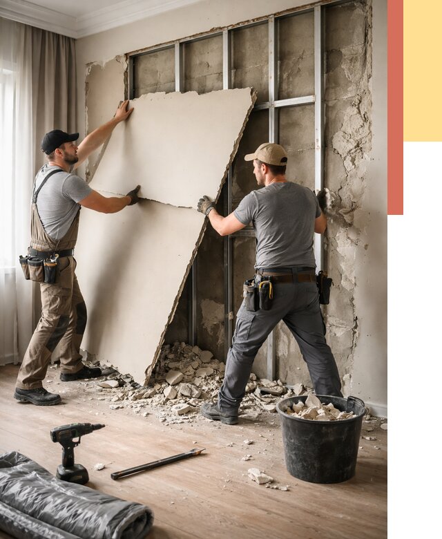 Демонтаж гипсокартона со стен в Выборге от 358 руб. — услуги демонтажа | ОТДЕЛОЧНИК-Вбр