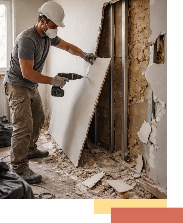 Демонтаж гипсокартона со стен в Выборге качественно и быстро