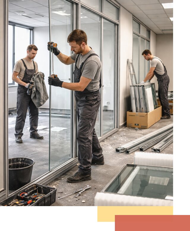 Демонтаж стеклянных перегородок в Выборге быстро и безопасно