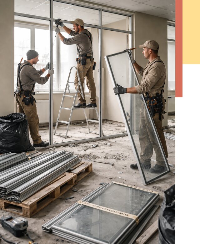 Демонтаж алюминиевых перегородок в Выборге от 4293 руб. — быстро и недорого | ОТДЕЛОЧНИК-Вбр