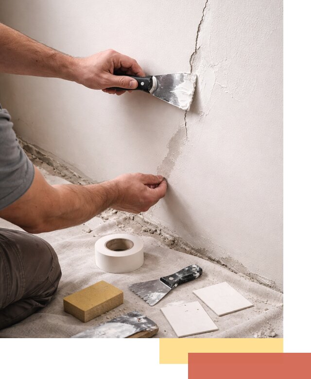 Заделка трещин и сколов в стенах и потолках в Выборге