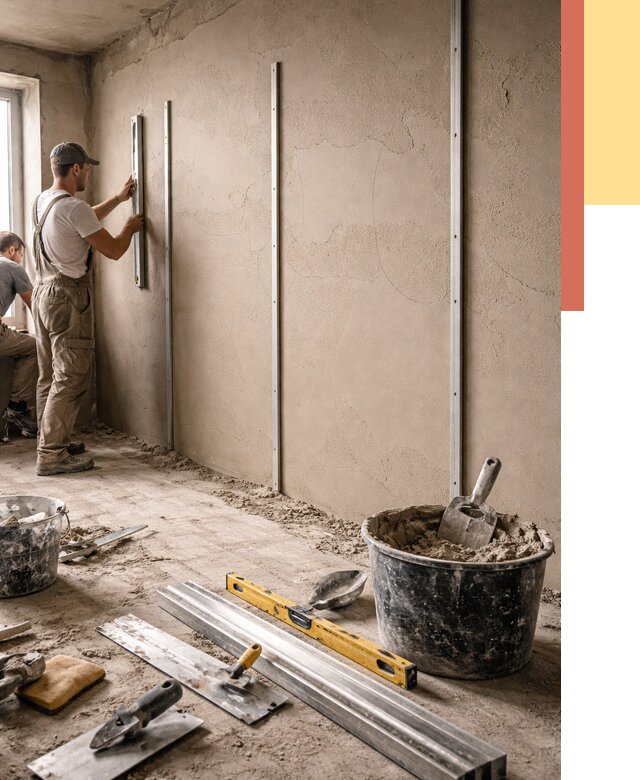 Штукатурка стен по маякам в Выборге от 5622 руб./м² — выравнивание под ключ | ОТДЕЛОЧНИК-Вбр