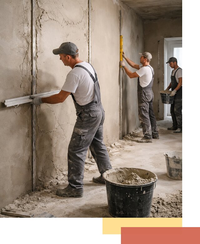 Штукатурка стен по маякам в Выборге — точная и ровная поверхность