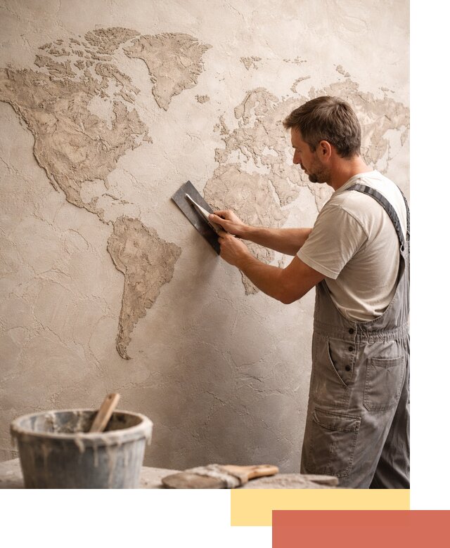 Декоративная штукатурка «Карта мира» под ключ в Выборге