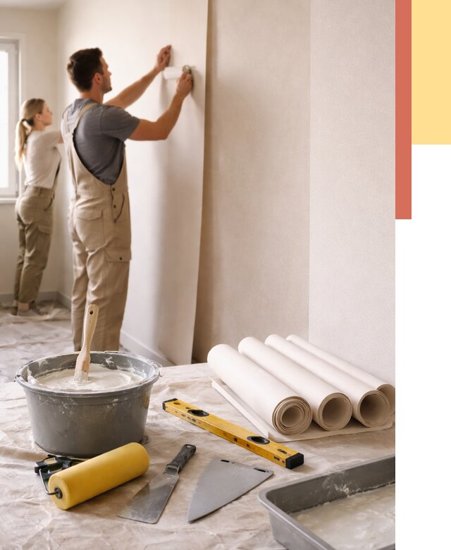 Поклейка бумажных обоев в Выборге от 5622 руб./м2 — быстро и недорого | ОТДЕЛОЧНИК-Вбр