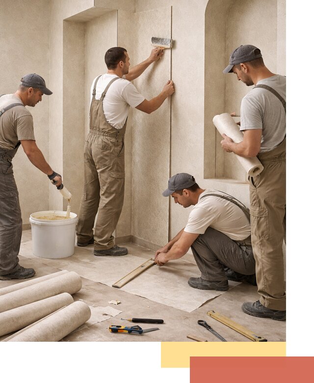 Поклейка обоев на сложные стены и неровные поверхности в Выборге