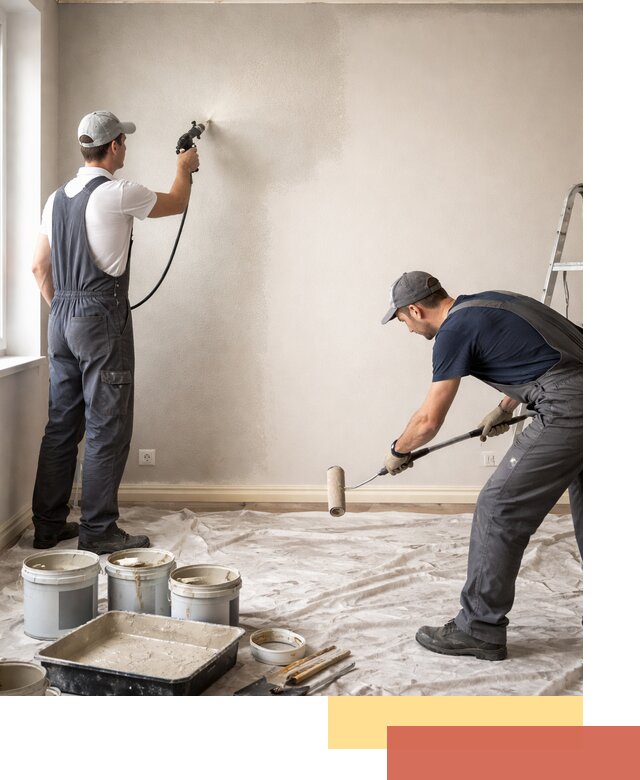 Покраска стен моющейся краской и защита поверхностей в Выборге