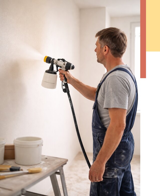 Покраска стен краскопультом в Выборге от 7666 руб. — механизированная покраска | ОТДЕЛОЧНИК-Вбр