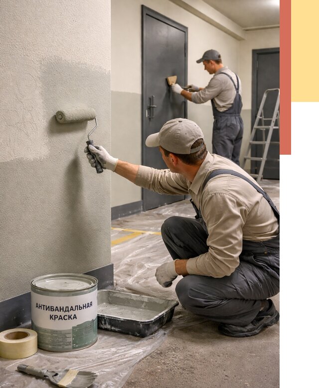 Покраска стен антивандальной краской в Выборге от 4599 руб./м² под ключ | ОТДЕЛОЧНИК-Вбр
