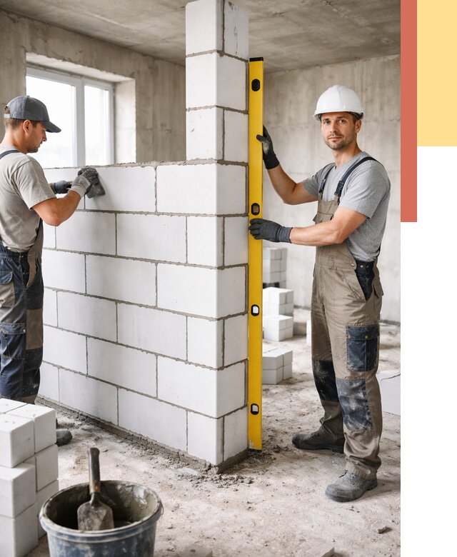 Кладка перегородок из пеноблока в Выборге от 1840 руб. под ключ | ОТДЕЛОЧНИК-Вбр