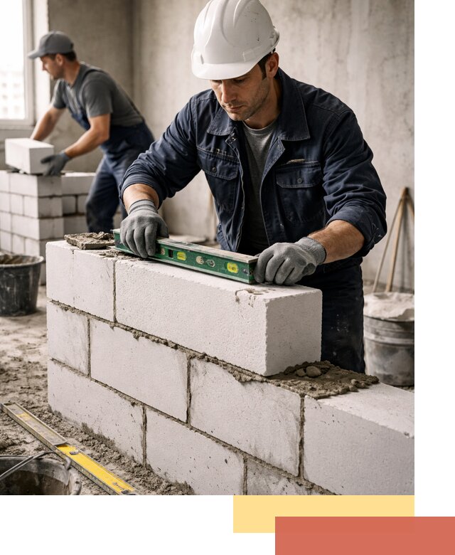 Кладка перегородок из пеноблока под ключ в Выборге