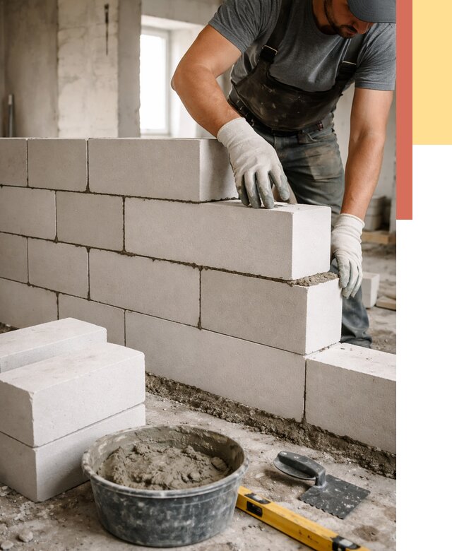 Кладка перегородок из силикатного блока в Выборге от 4088 руб. под ключ | ОТДЕЛОЧНИК-Вбр