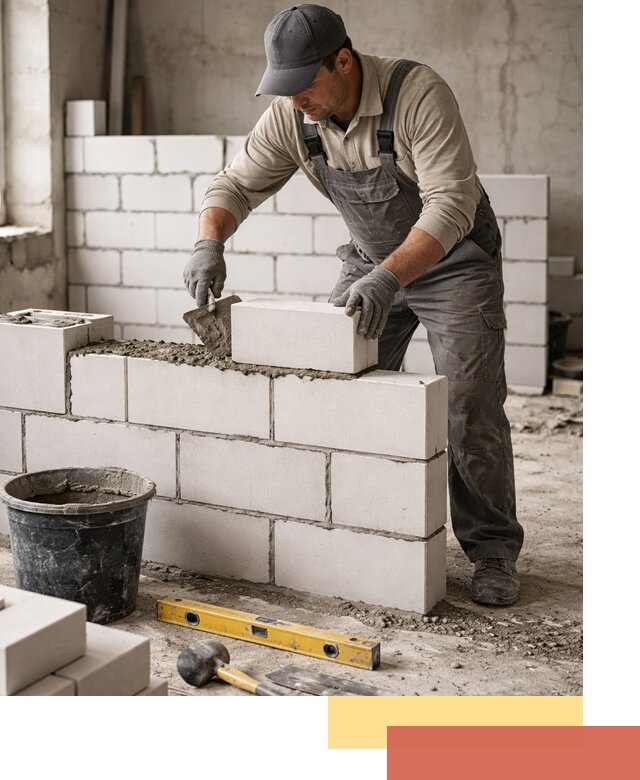 Кладка перегородок из силикатного блока в Выборге