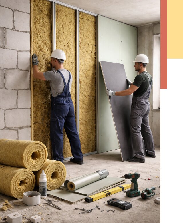 Шумоизоляция перегородок из блоков в Выборге от 1891 руб./м² — быстро и недорого | ОТДЕЛОЧНИК-Вбр