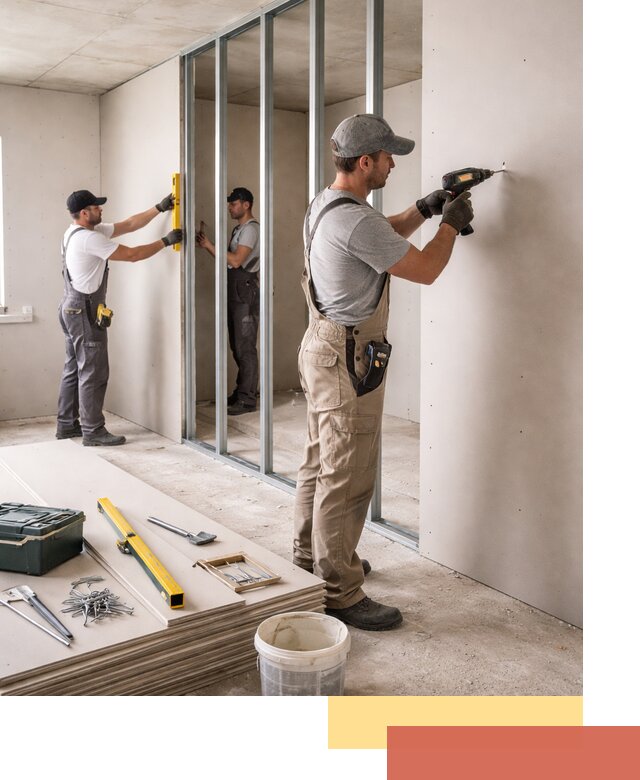 Однослойная перегородка из гипсокартона в Выборге под ключ, монтаж и отделка