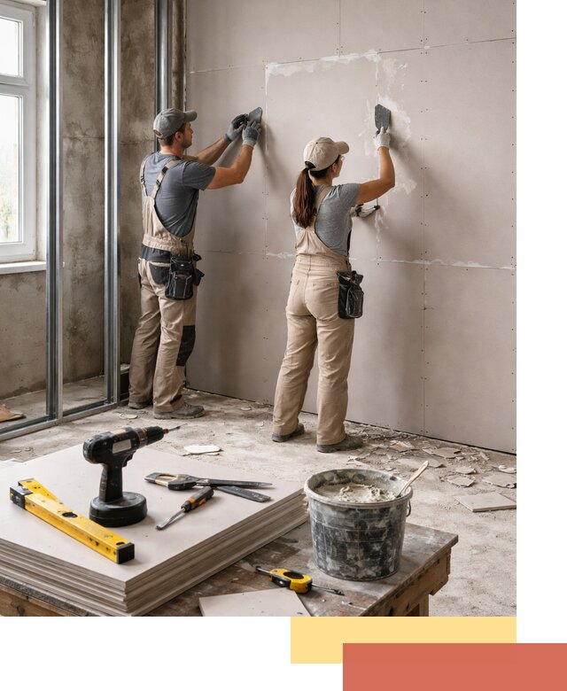 Монтаж двухслойной перегородки из гипсокартона в Выборге