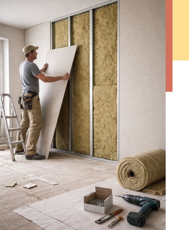 Перегородка из гипсокартона с шумоизоляцией в Выборге от 3189 руб. | ОТДЕЛОЧНИК-Вбр