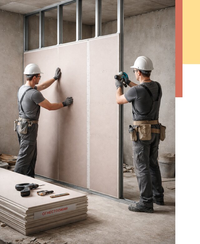 Перегородка из огнестойкого гипсокартона в Выборге от 1891 руб. под ключ | ОТДЕЛОЧНИК-Вбр