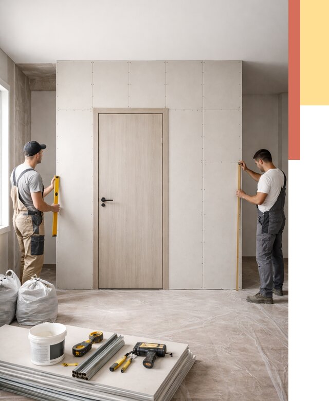 Перегородка из гипсокартона с дверью в Выборге от 4599 руб. под ключ | ОТДЕЛОЧНИК-Вбр