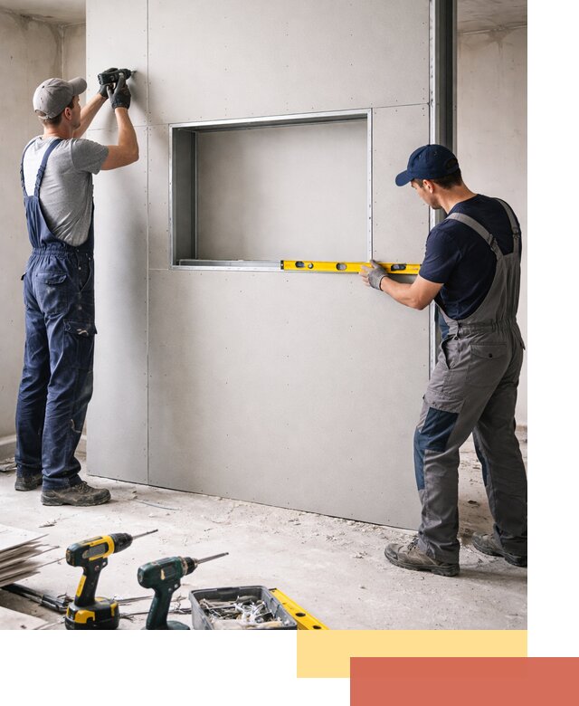 Перегородка из гипсокартона с нишей под декор в Выборге