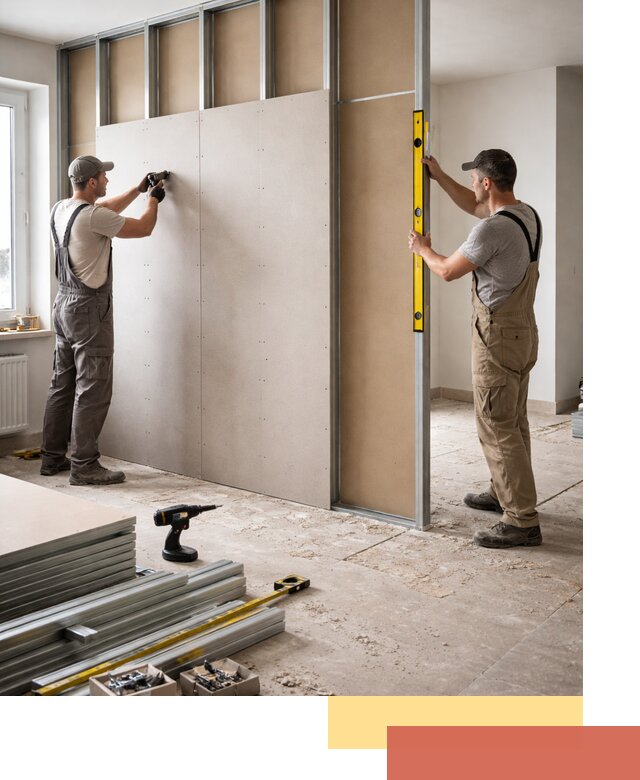 Зонирующая перегородка из гипсокартона под ключ в Выборге