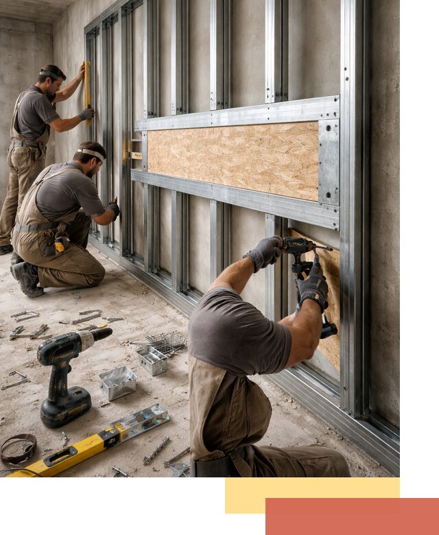 Усиленная перегородка для крепления тяжёлых конструкций в Выборге