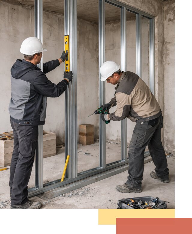 Монтаж каркаса перегородки из профиля в Выборге