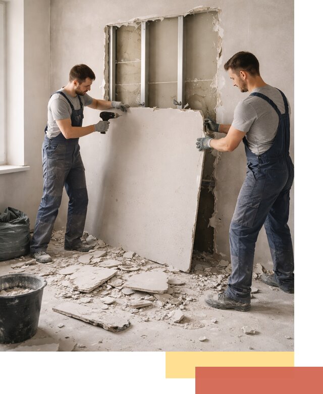 Демонтаж перегородки из гипсокартона в Выборге быстрый и аккуратный