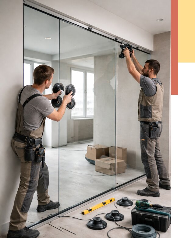 Монтаж стеклянных перегородок в Выборге от 6644 руб. | ОТДЕЛОЧНИК-Вбр