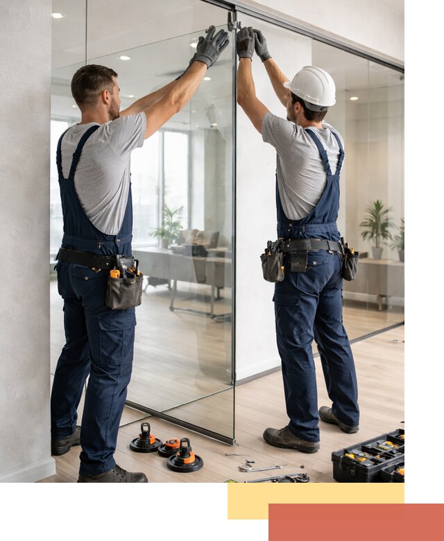 Безрамные стеклянные перегородки под ключ в Выборге