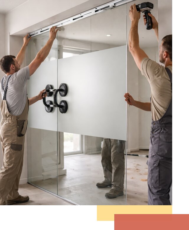 Матовые стеклянные перегородки под ключ в Выборге