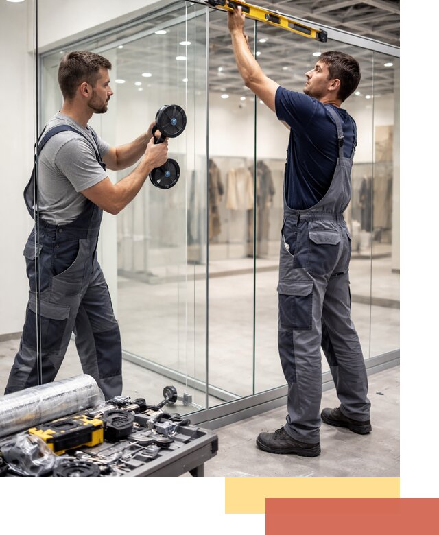 Стеклянные перегородки для магазинов в Выборге — монтаж и установка