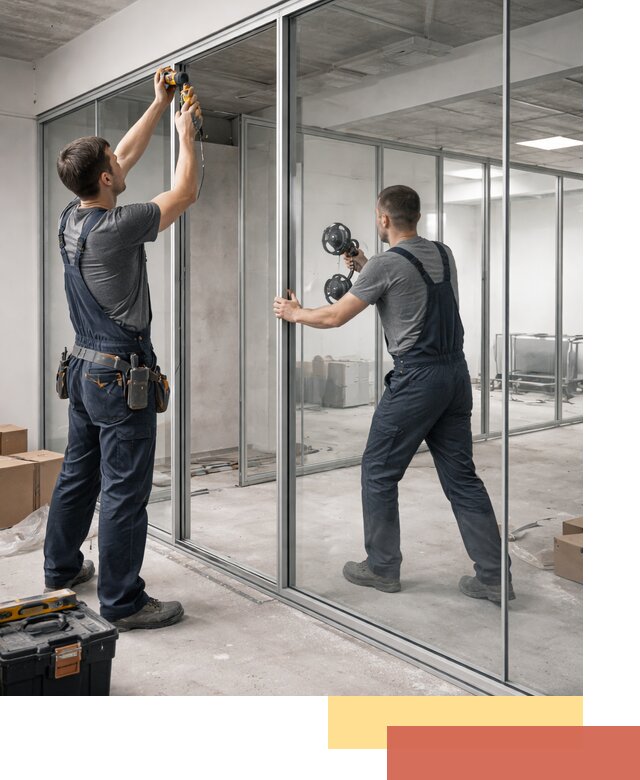 Алюминиевые перегородки со стеклом в Выборге — изготовление и монтаж