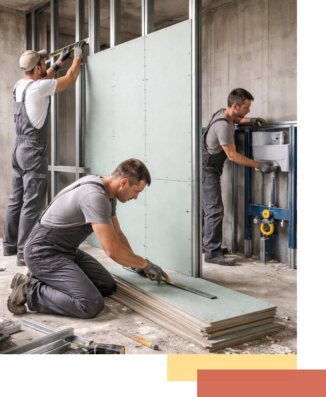 Монтаж и ремонт сантехнических перегородок в Выборге