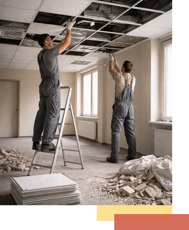 Демонтаж потолков Армстронг профессионально в Выборге