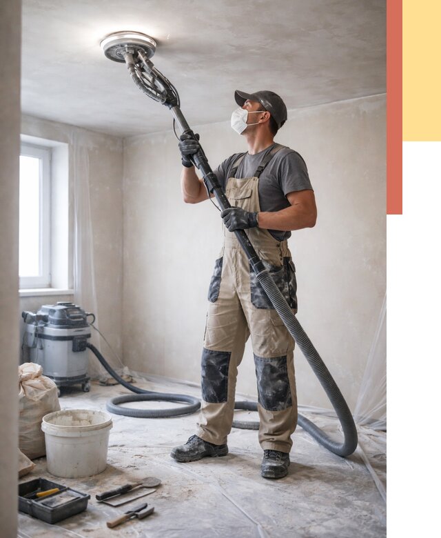 Шлифовка потолка в Выборге от 3577 руб. — услуги шлифования потолка | ОТДЕЛОЧНИК-Вбр