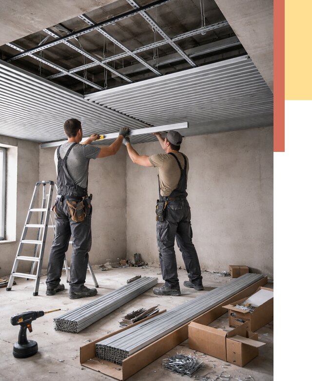 Монтаж реечного потолка в Выборге от 4599 руб. под ключ | ОТДЕЛОЧНИК-Вбр