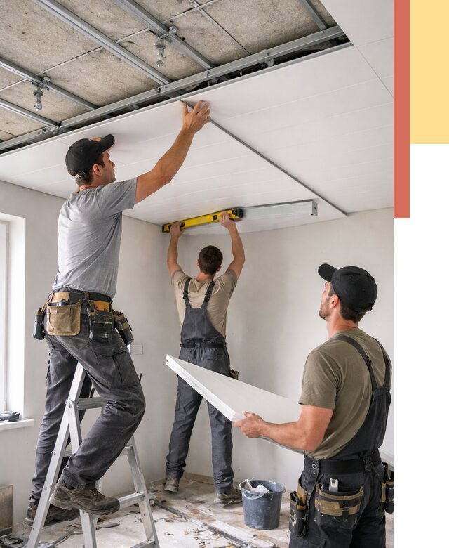 Монтаж потолка из ПВХ панелей в Выборге от 3577 руб./м2 — быстро и недорого | ОТДЕЛОЧНИК-Вбр