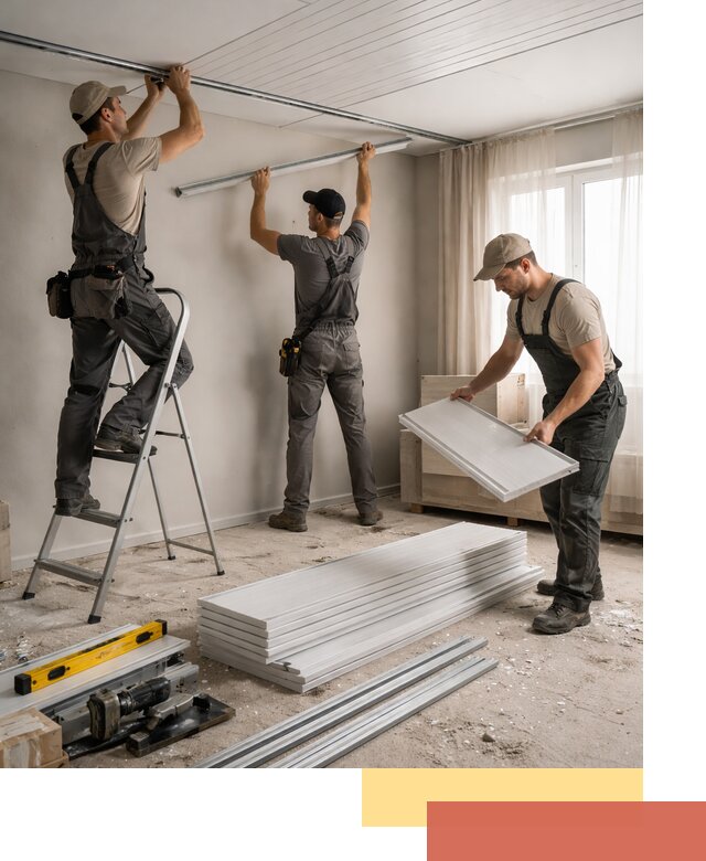 Монтаж потолка из ПВХ панелей в Выборге оперативно и качественно