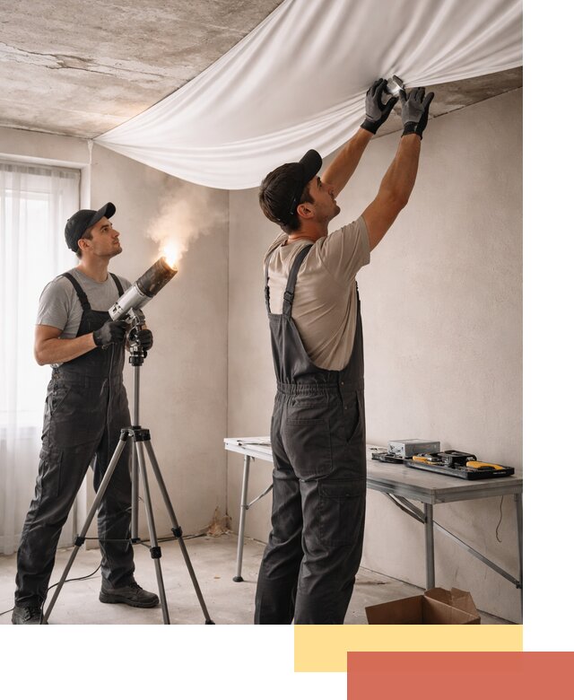 Установка натяжного потолка под ключ в Выборге