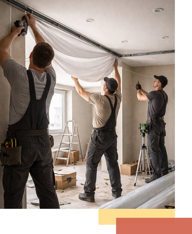 Монтаж парящего натяжного потолка под ключ в Выборге