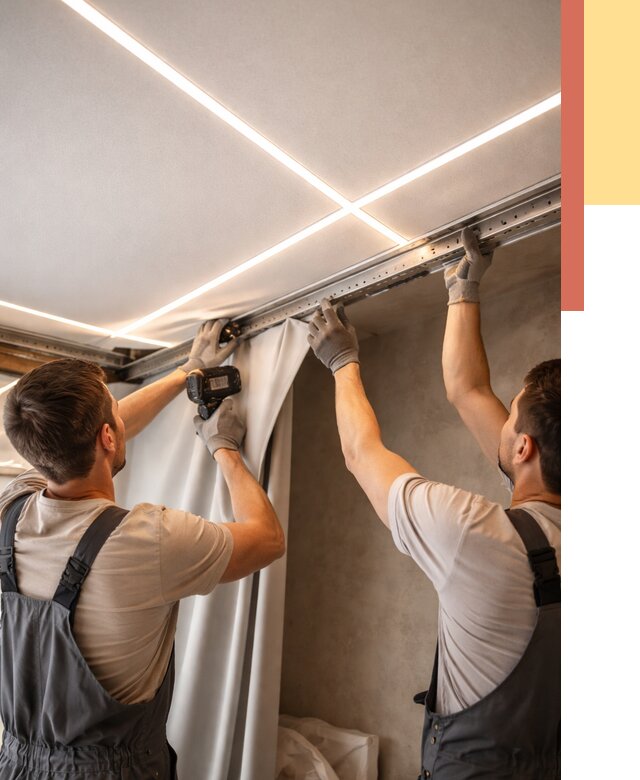 Монтаж натяжного потолка со световыми линиями в Выборге от 1227 руб. | ОТДЕЛОЧНИК-Вбр