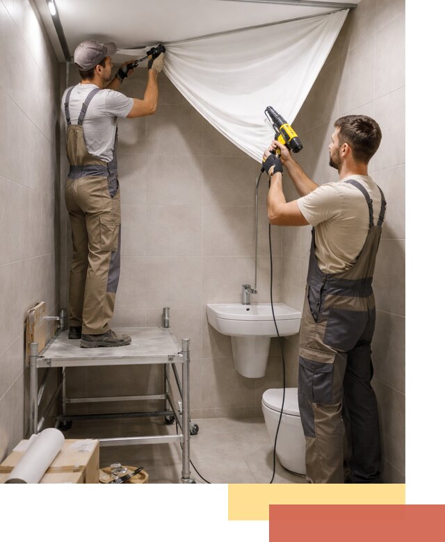 Монтаж натяжного потолка в санузле в Выборге