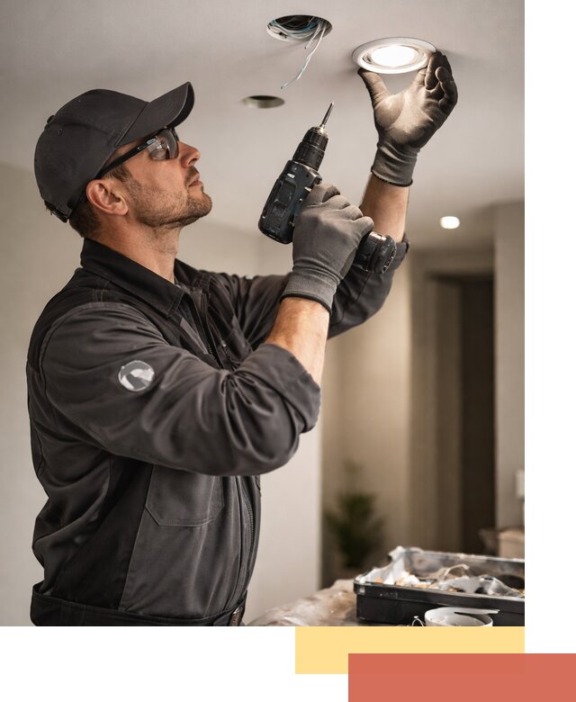 Установка точечных светильников в натяжной потолок в Выборге