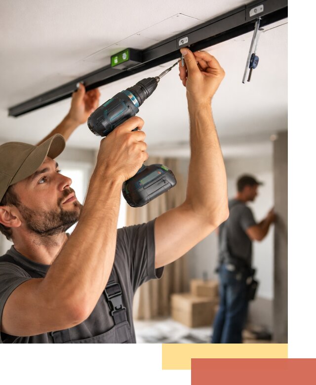 Установка трековых светильников в натяжной потолок в Выборге