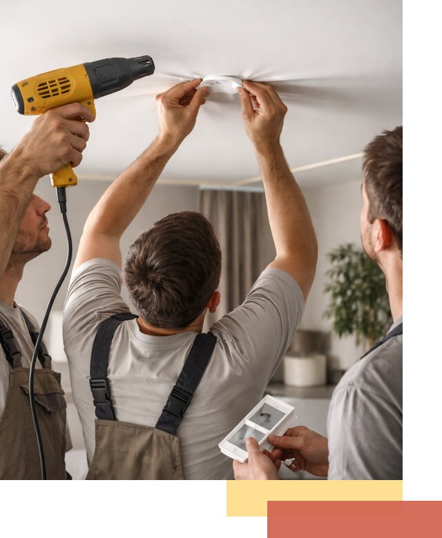 Ремонт прокола полотна натяжного потолка в Выборге