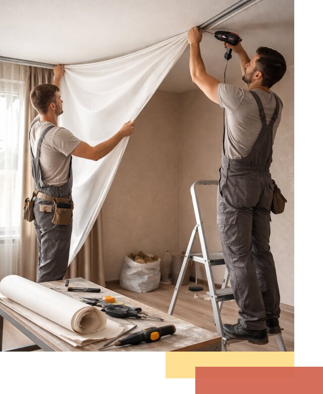 Замена полотна натяжного потолка в Выборге быстро и качественно